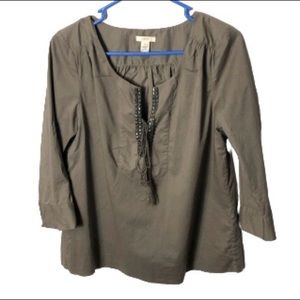 J. Crew brown top shirt studded size 4 Euc